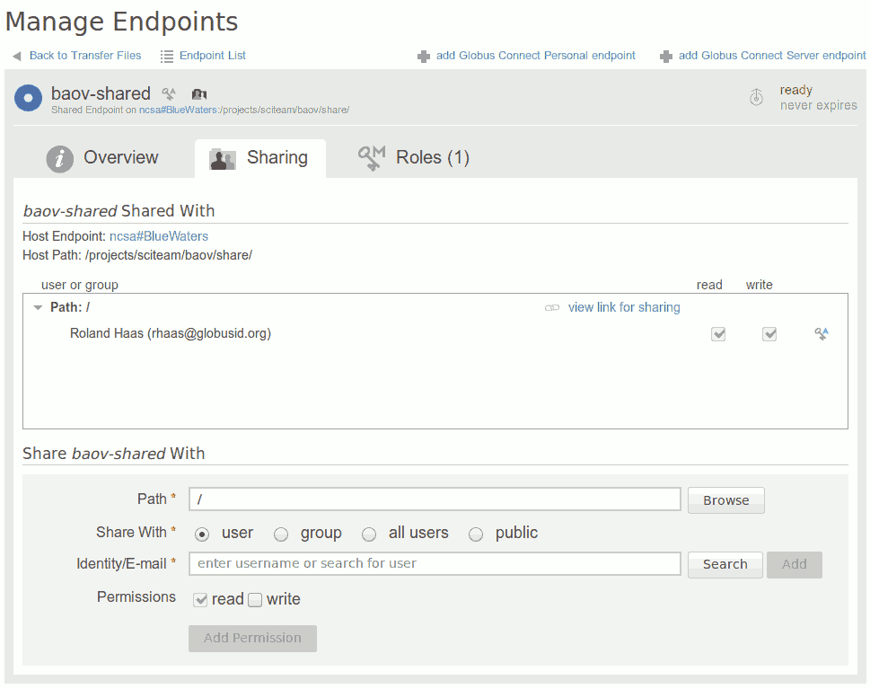 invite your collaborators using their globus ID email address